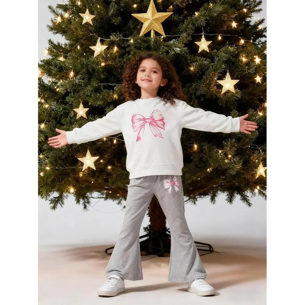 Toddler Kid Girls Clothes Butterfly Sweatshirt & Flare Leg Pants Fall Winter for